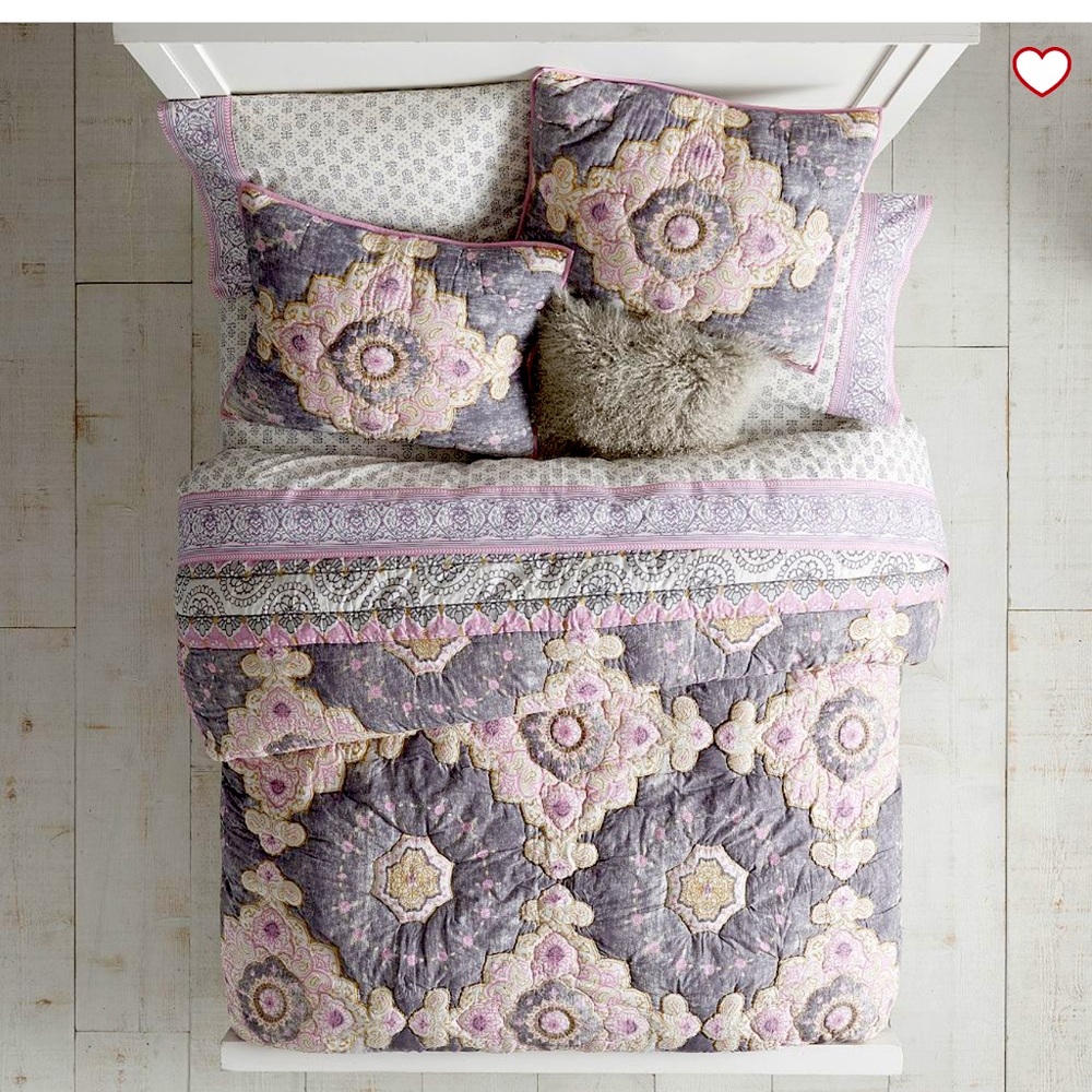 Pottery Barn Teen Bohemian Wonder Paisley Print Twin Quilt & 2 shams lilac grey - Picture 14 of 14